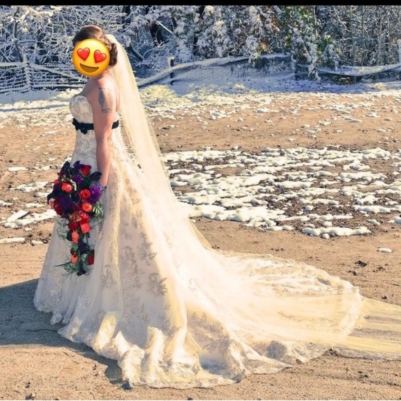 Wedding dress. Beautiful sparkly white and beige color - Picture 3 of 5